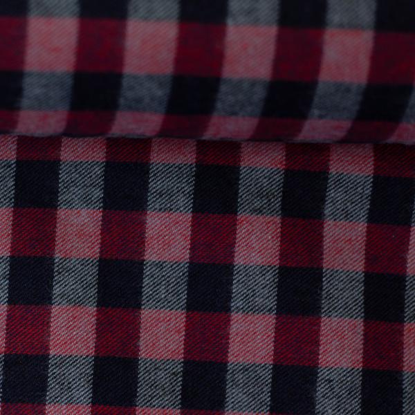 Baumwoll-Flanell Maverick, Karo, 1 x 1,2cm, rot/dunkelblau