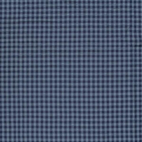Feiner Seersucker Stoff in Marine/Jeansblau mit Karo