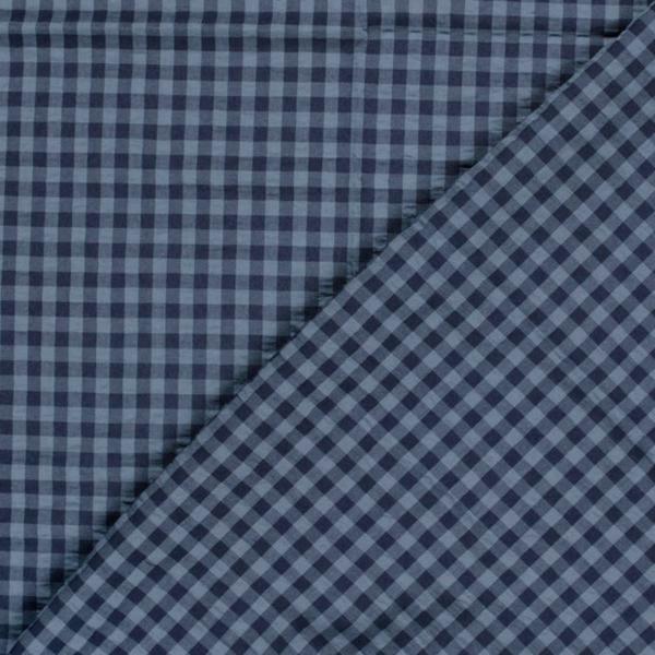 Feiner Seersucker Stoff in Marine/Jeansblau mit Karo