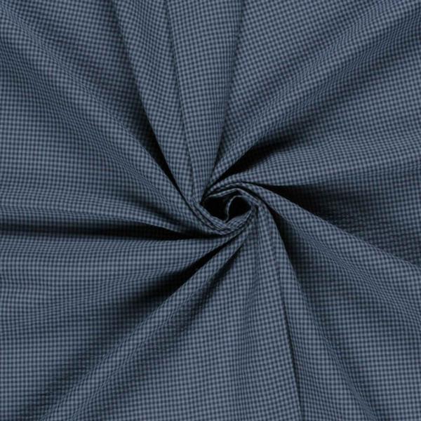 Seersucker Marine/Jeansblau kleines Karo – leichter Stoff