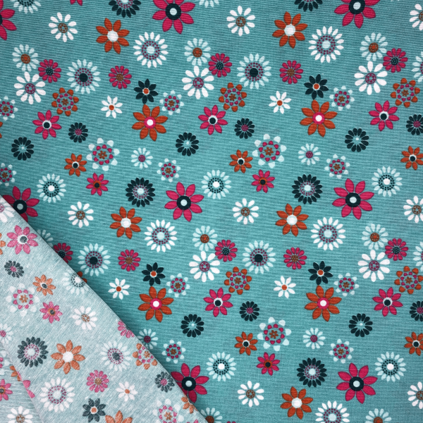 Canvas „Blooming Breeze“ – bunte Blüten auf Türkis