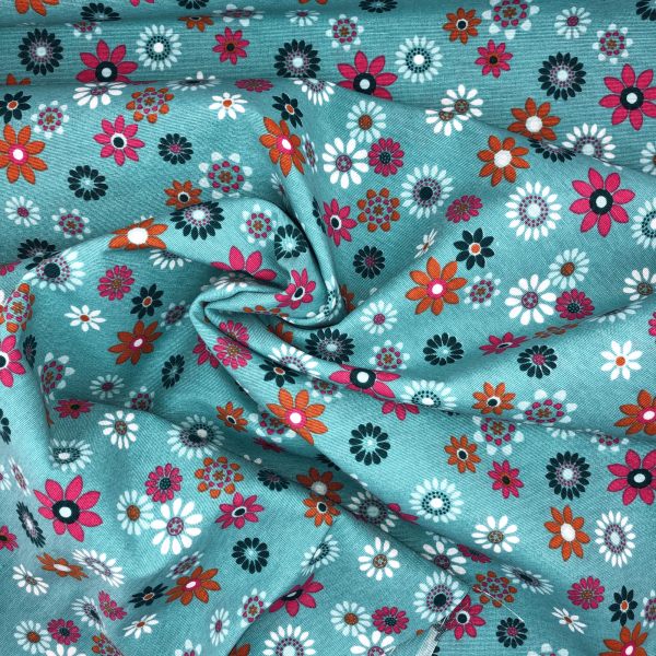 Canvas „Blooming Breeze“ – bunte Blüten auf Türkis