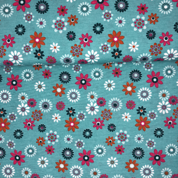 Canvas „Blooming Breeze“ – bunte Blüten auf Türkis