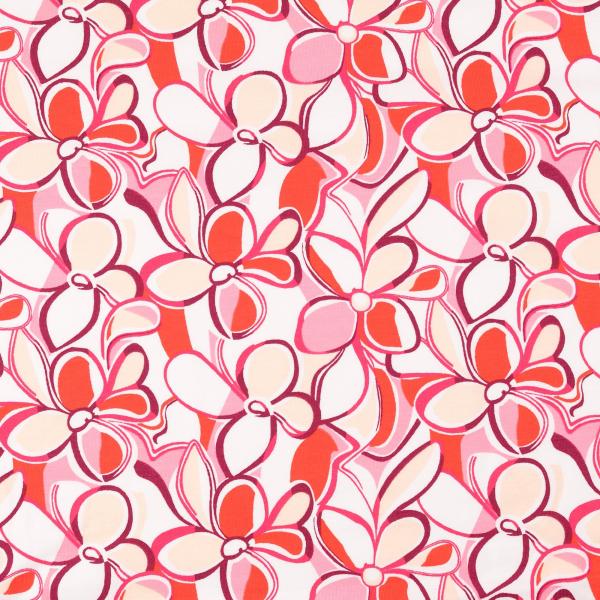 Baumwoll-Jersey, Blüten, Pink-Rottöne