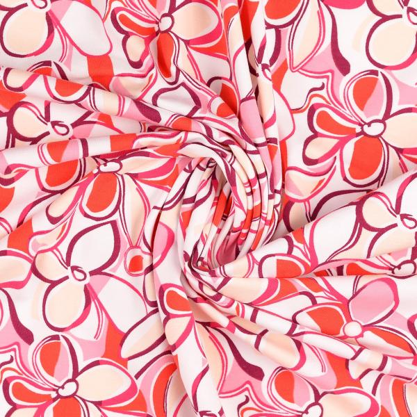 Baumwoll-Jersey, Blüten, Pink-Rottöne