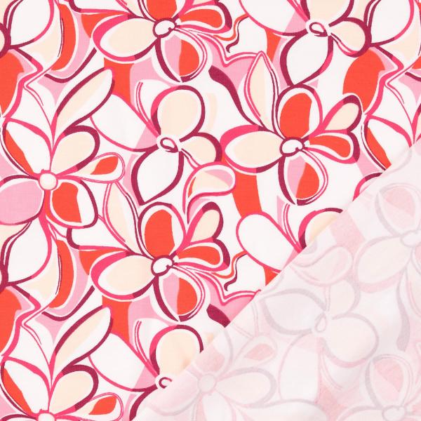 Baumwoll-Jersey, Blüten, Pink-Rottöne