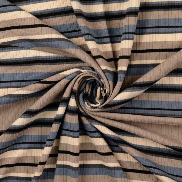 Heavy Knit Strickstoff ColorLine – Beige Natur Graublau Schwarz