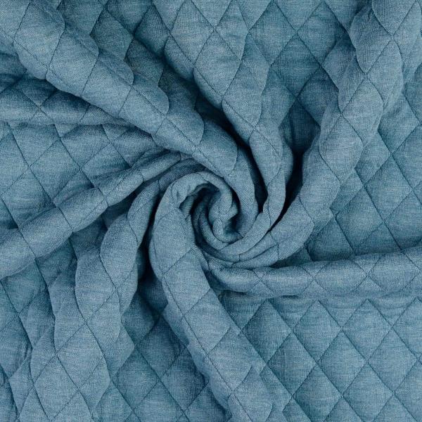 Vintage Jacquard Jersey mit Steppung, uni, melange, petrol