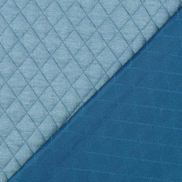 Vintage Jacquard Jersey mit Steppung, uni, melange, petrol