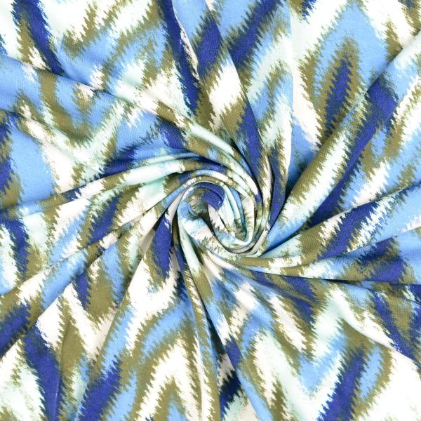 Viskose-Jersey, Zick-Zack, khaki blau