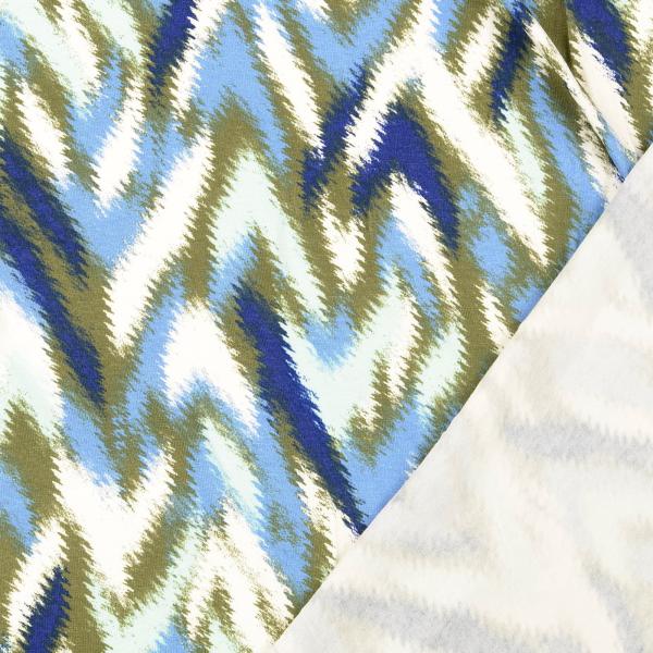 Viskose-Jersey, Zick-Zack, khaki blau