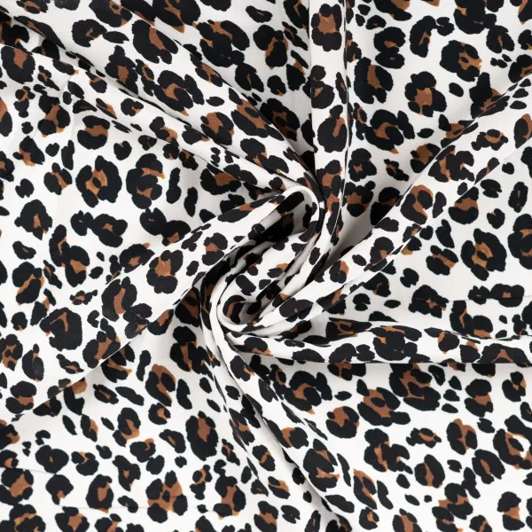 Viscose Twill Print, Leopard Sand 