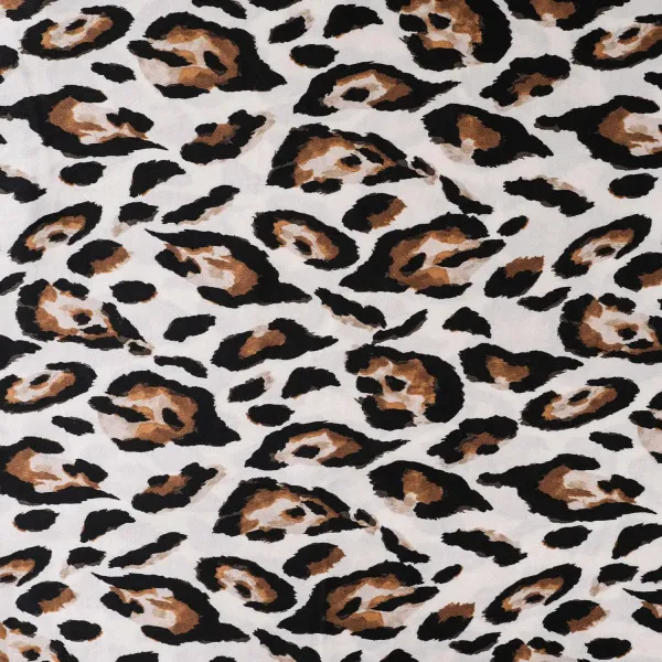 Rayon Spun Satin Print, Leopard Sand