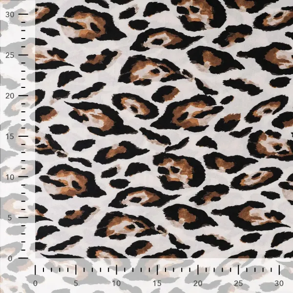 Rayon Spun Satin Print, Leopard Sand