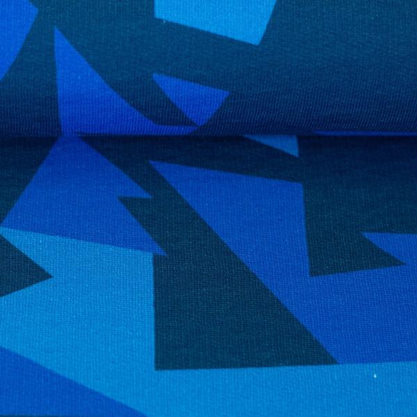 Autumn Glow Blau – grafischer Kuschelsweat mit geometrischem Design