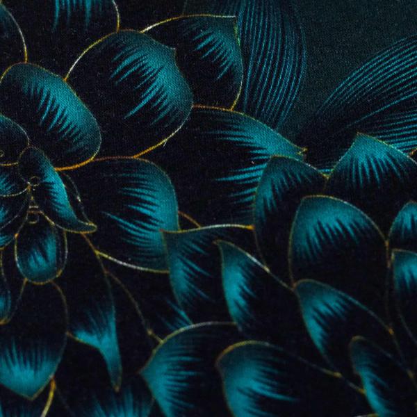 Alpenfleece Isla, florales Design, petrol