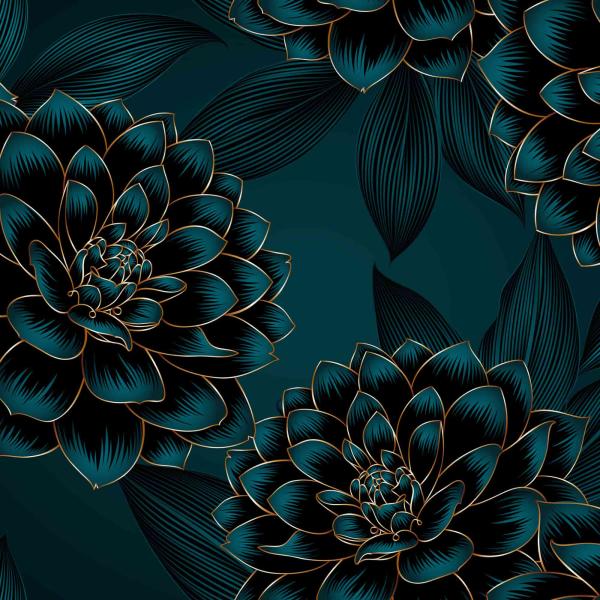 Alpenfleece Isla, florales Design, petrol