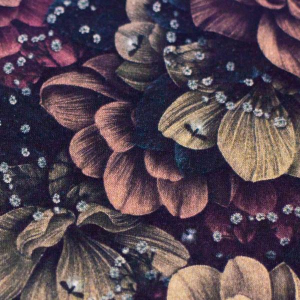 Alpenfleece Isla, florales Design, altrose grau beige/natur