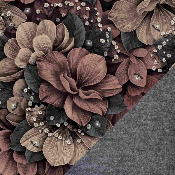Alpenfleece Isla, florales Design, altrose grau beige/natur