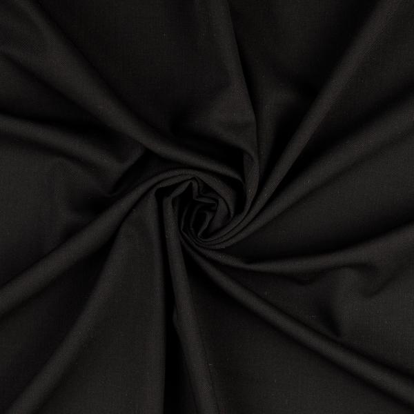 Woll-Twill, uni, schwarz