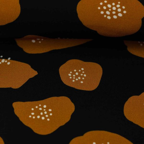 Viskose Webware BLACK Blossom by Käselotti, ocker