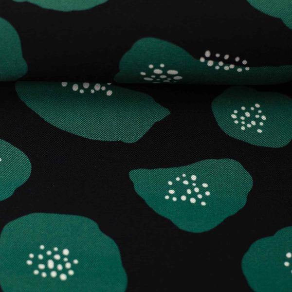 Viskose Webware BLACK Blossom by Käselotti, grün