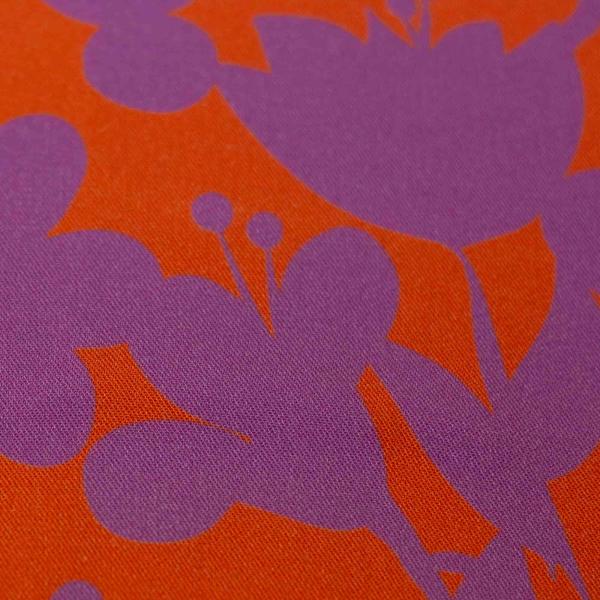 Viskose Webware Happy Flowers by Cherry Picking, Orange-Lila