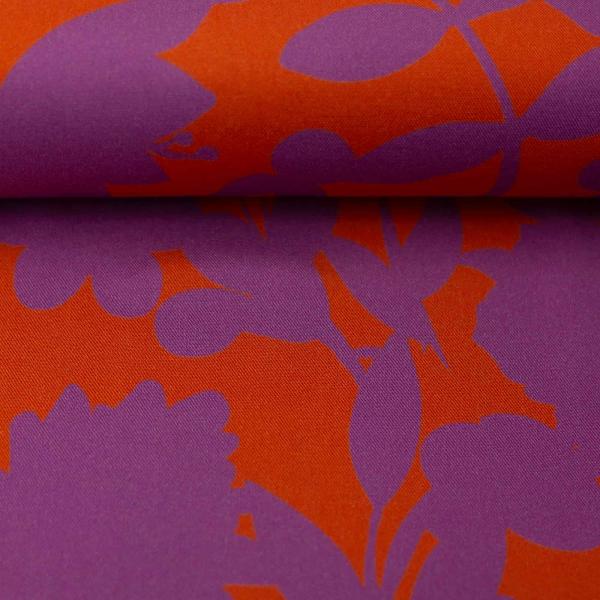 Viskose Webware Happy Flowers by Cherry Picking, Orange-Lila