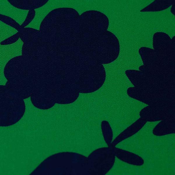 Viskose Webware Happy Flowers by Cherry Picking, Grün mit Dunkelblau