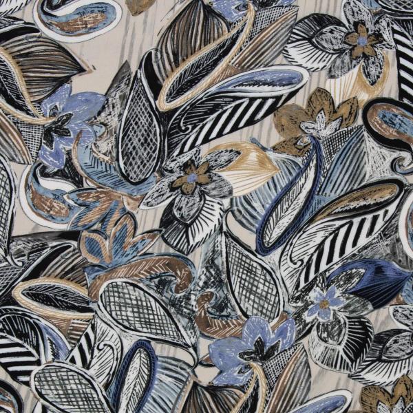 Viskose-Webware Paris, beige/rauchblau
