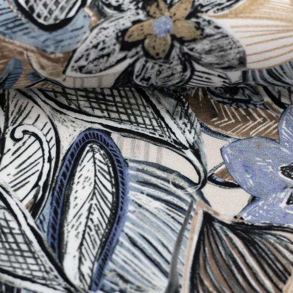 Viskose-Webware Paris, beige/rauchblau
