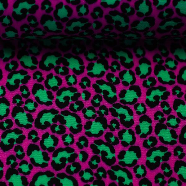 Viskosewebware Ann, Leoprint in Schwarz und Grün