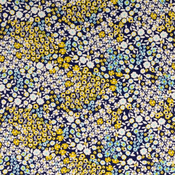 Viskose, marine, kleine Blüten