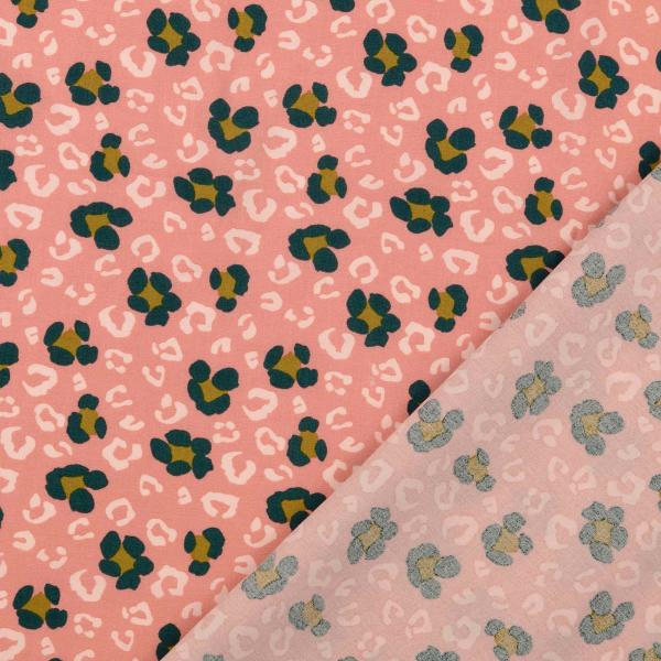 Viskose Popeline - Leo-Print, altrosa 