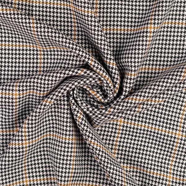 Viskose Webware Hahnentritt, schwarz/weiß/beige
