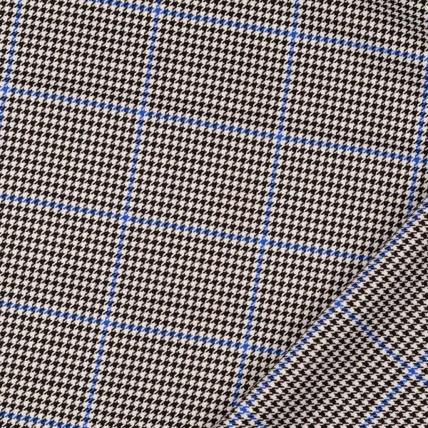 Viskose Webware Hahnentritt, schwarz/weiß/blau