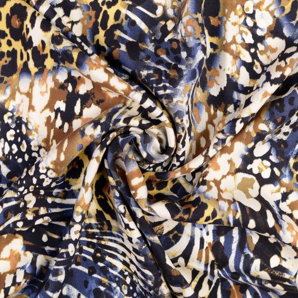 Viskose Twill-Webware blau-beige