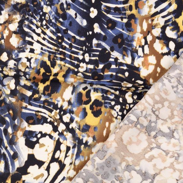 Viskose Twill-Webware blau-beige