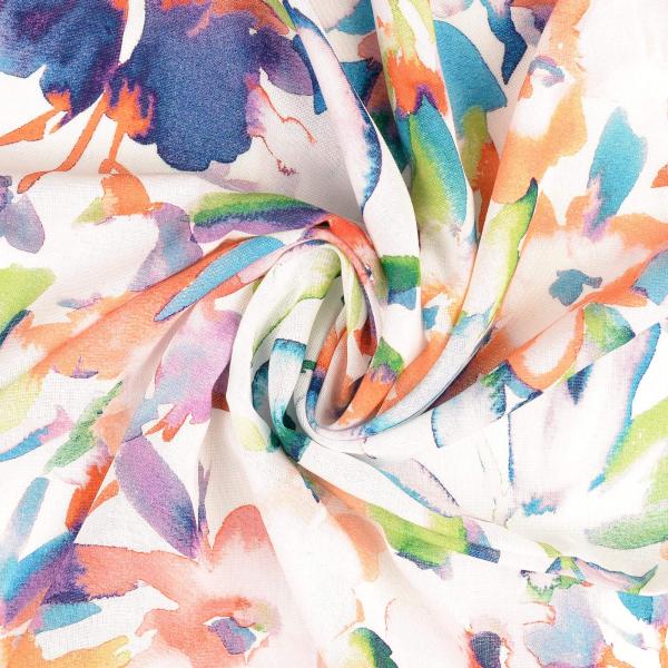 Viskose Leinen Voile - Aquarellblumen