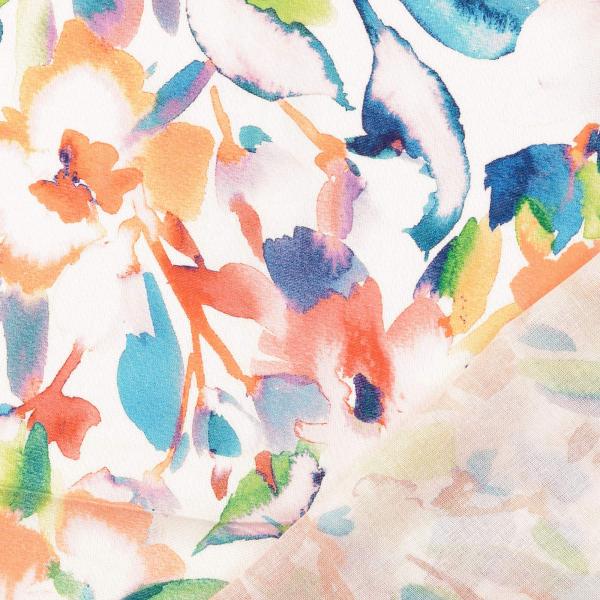 Viskose Leinen Voile - Aquarellblumen