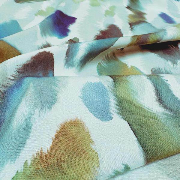 Viskose Popeline Stretch – Watercolor Kreise auf Mint