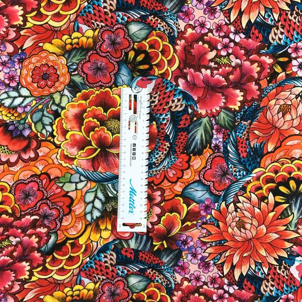 Viskose-Webware im orientalischen Stil, rot bunt