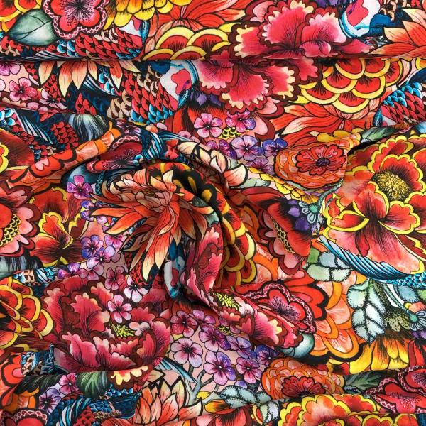 Viskose-Webware im orientalischen Stil, rot bunt