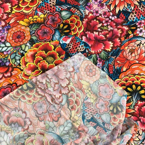 Viskose-Webware im orientalischen Stil, rot bunt