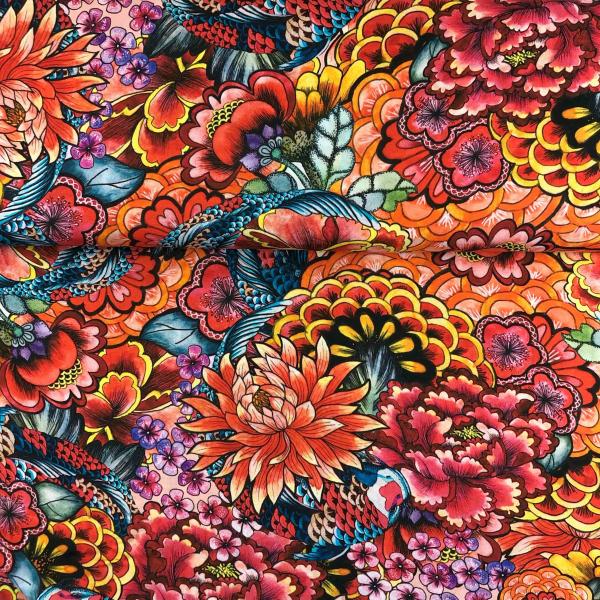 Viskose-Webware im orientalischen Stil, rot bunt