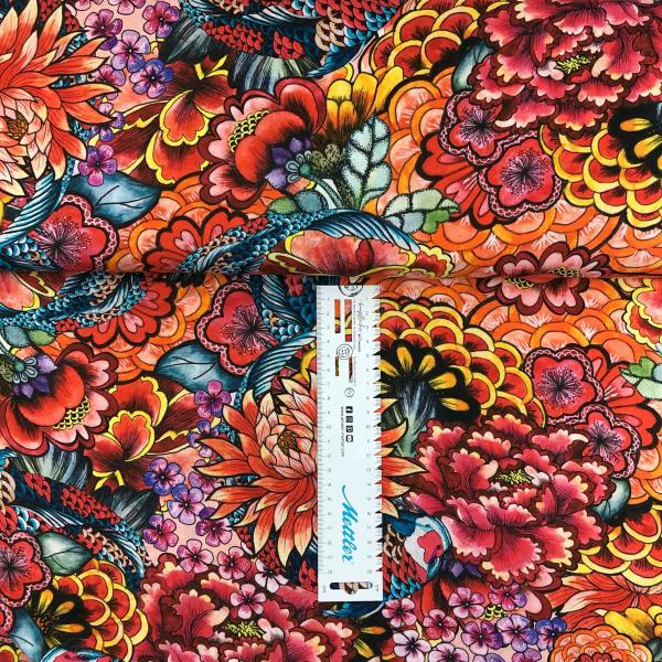 Viskose-Webware im orientalischen Stil, rot bunt