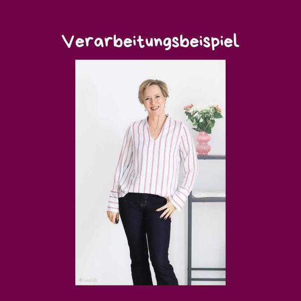 Viskose Webware Puntos weiß-rot Streifen Punkte Stoff