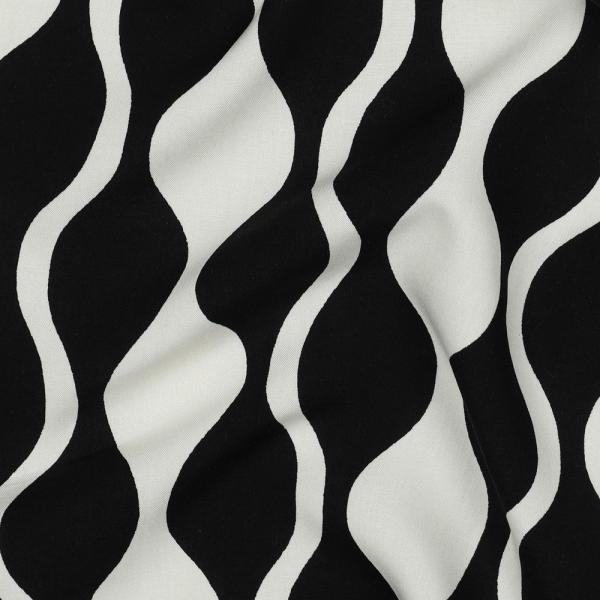 Viskose, Lenzing EcoVero, abstraktes Design Schwarz/Ecru