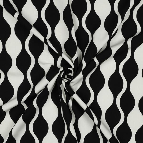 Viskose, Lenzing EcoVero, abstraktes Design Schwarz/Ecru