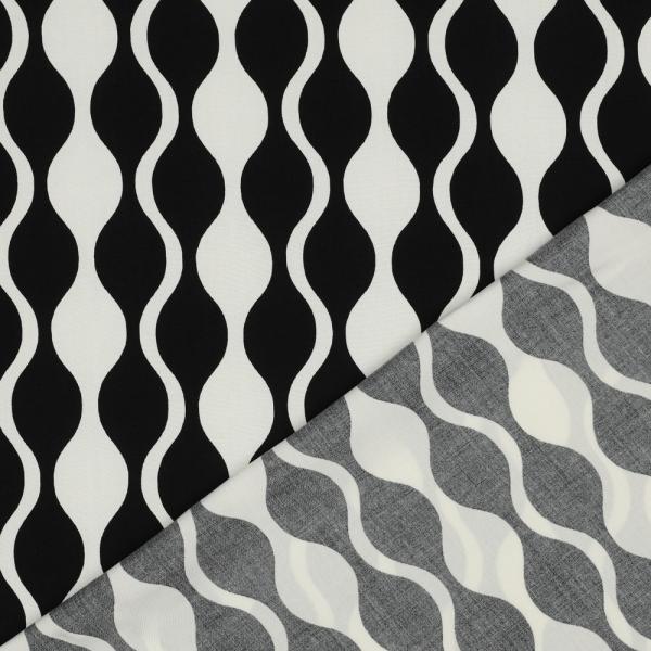 Viskose, Lenzing EcoVero, abstraktes Design Schwarz/Ecru